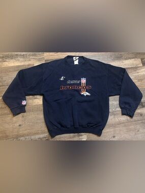 Logo Athletic Navy and Red Crewneck Sweatshirt size L large men’s Denver Broncos